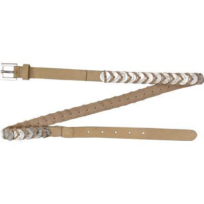 light beige coin skinny belt