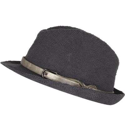 blue belt trim trilby hat