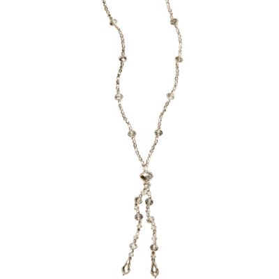 light pink lariat faceted bead necklace