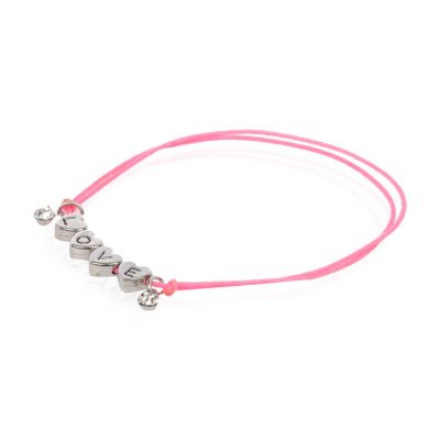 bright pink love heart bracelet