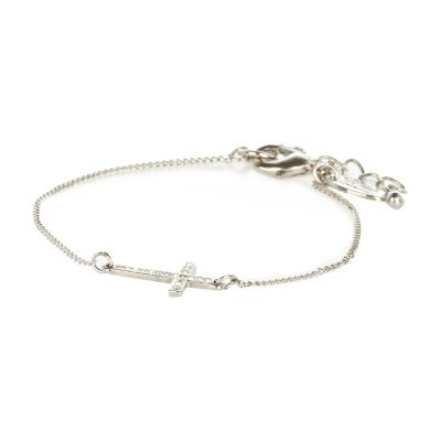 silver tone cross chain bracelet
