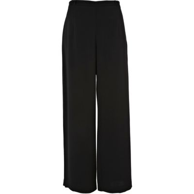 Black side split trousers