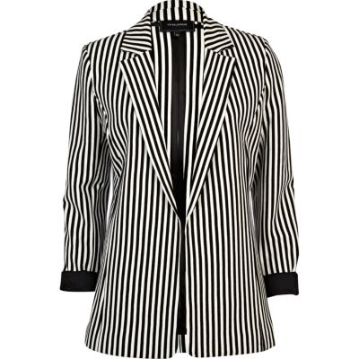 black stripe longline blazer