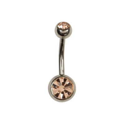 light pink diamante belly bar