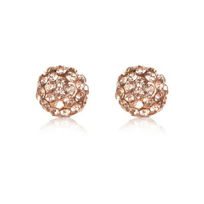 light orange encrusted ball stud earrings