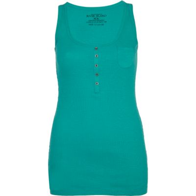 turquoise placket vest top