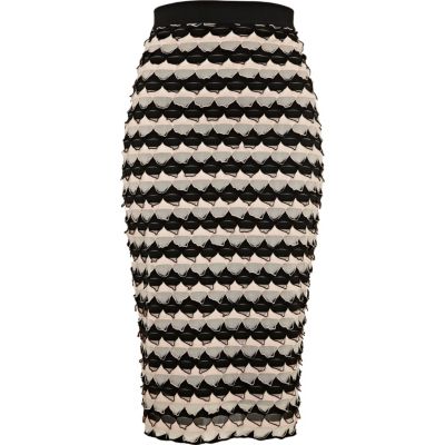 Black 3d ruffle tube skirt