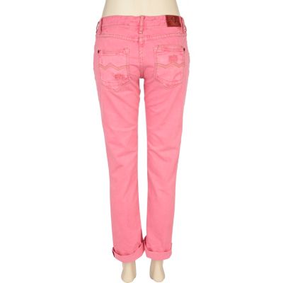 Pink fluorescent straight jeans