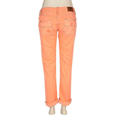Orange fluorescent straight jeans