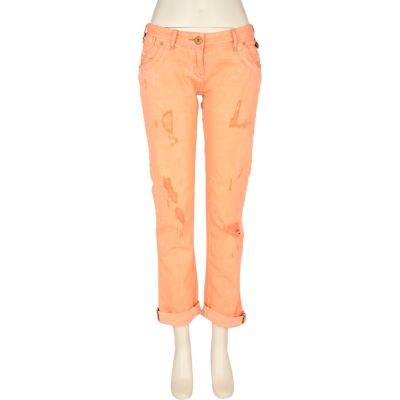 Orange fluorescent straight jeans