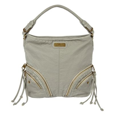 grey slouch zip front bag
