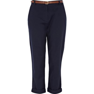 navy belted chinos
