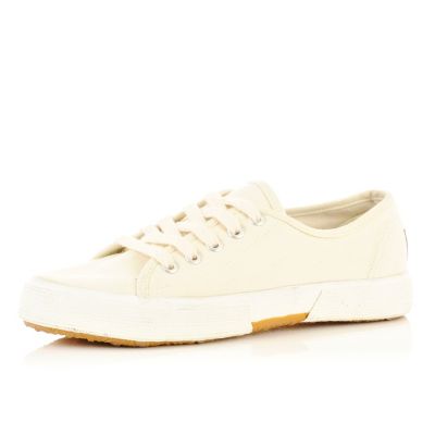 white lanie lace up plimsolls