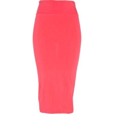 coral midi tube skirt