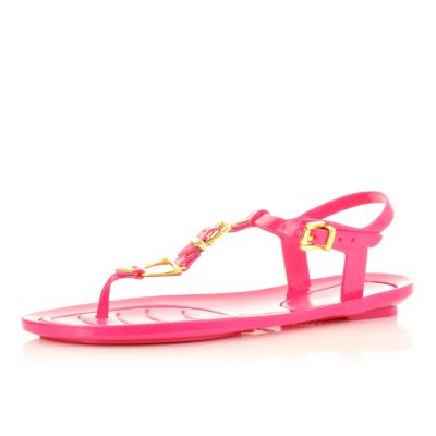 bright pink jelly sandals