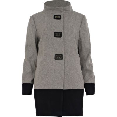 grey colour block coat