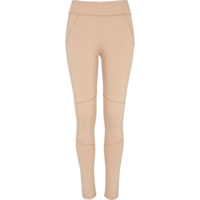 light beige ponti ribbed seamed leggings