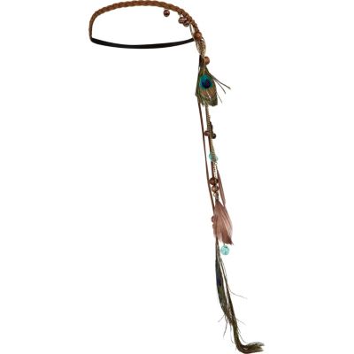 Brown peacock charm head piece