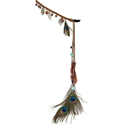 Brown peacock charm head piece