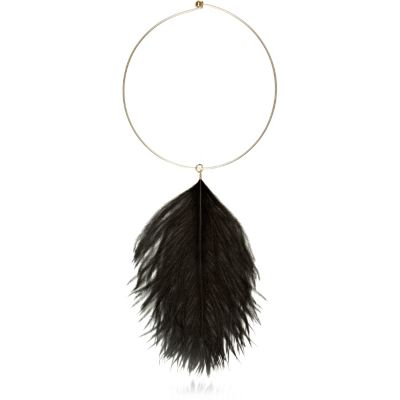 gold tone feather torque necklace