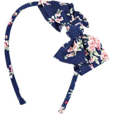 blue floral print alice hairband 