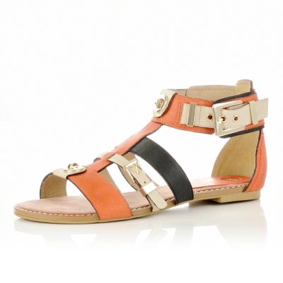 coral strappy sandals