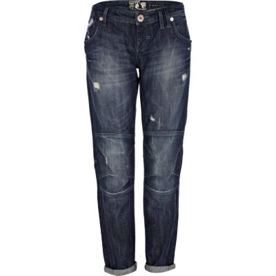 dark denim smith tapered boyfriend jeans 