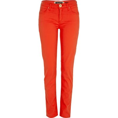 tomato red taylor skinny jeans