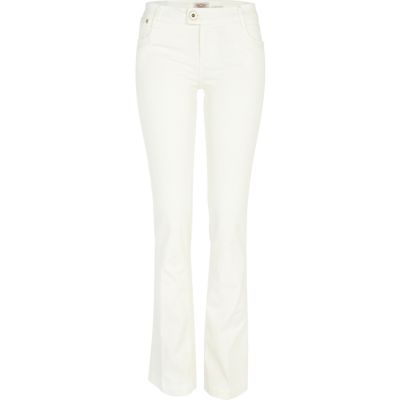 white cleo bootcut jeans