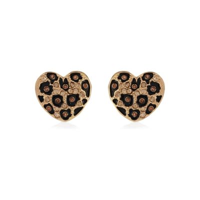 gold tone leopard heart studs