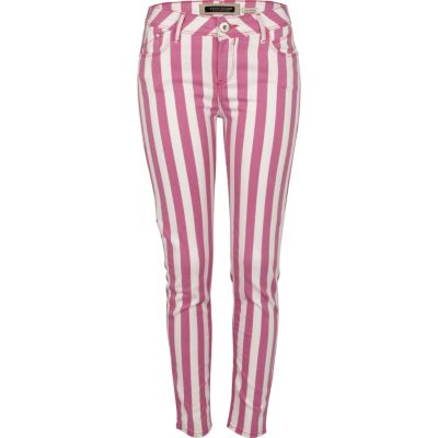 pink stripe super skinny stripe jeans