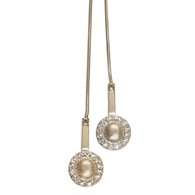 gold tone encrusted headphones necklace
