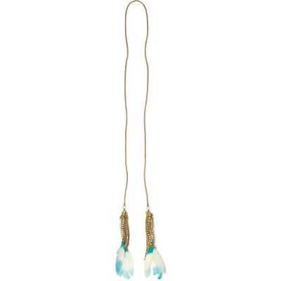 gold tone feather wrap necklace