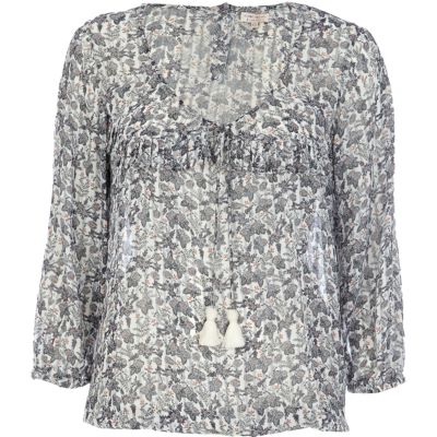blue print blouse