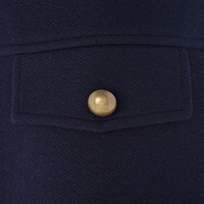 Navy a line textured skirt