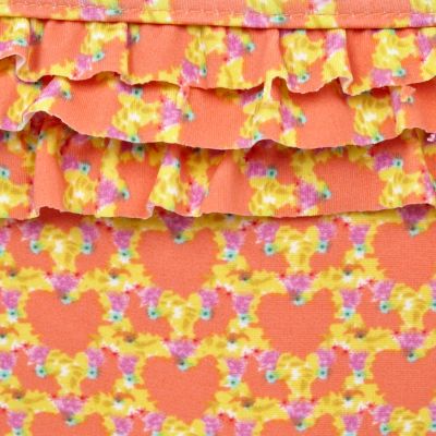 Coral heart print frill bikini briefs