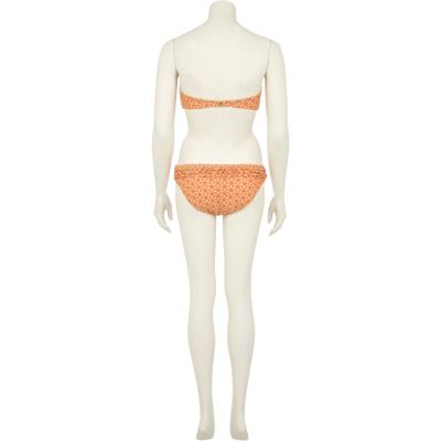 Coral heart print frill bikini briefs