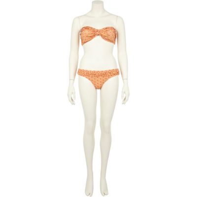 Coral heart print frill bikini briefs