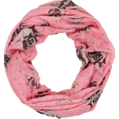pink rose and heart print snood
