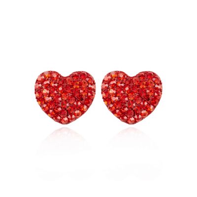 red diamante large stud earrings