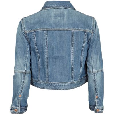 Mid wash denim crop jacket