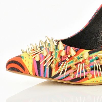 Pink multi coloured print court shoes