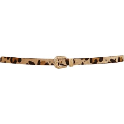 brown leopard print skinny belt