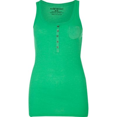 green placket vest top