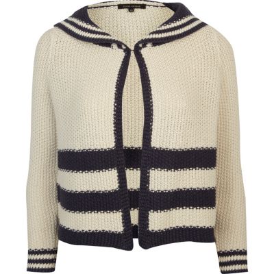 cream stripe collared cardigan