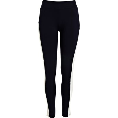 navy ponti contrast panel leggings