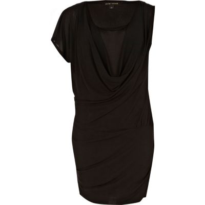 Black cowl front dress