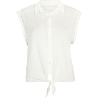 white tie front shirt