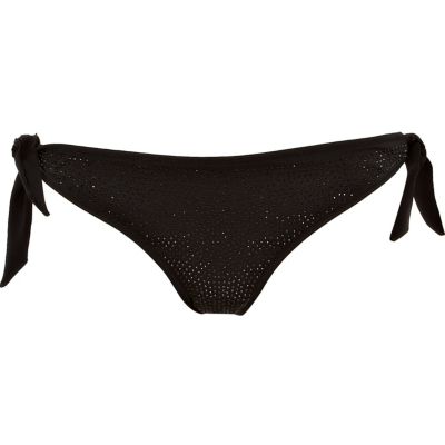Black diamante bikini briefs