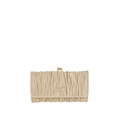 cream smocked purse
